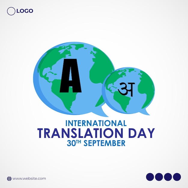 Vector ilustración vectorial de la pancarta del día internacional de la traducción