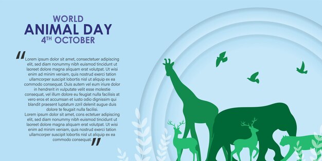 Ilustración vectorial para la pancarta del día mundial de los animales