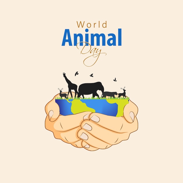 Vector ilustración vectorial de la pancarta del día mundial de los animales