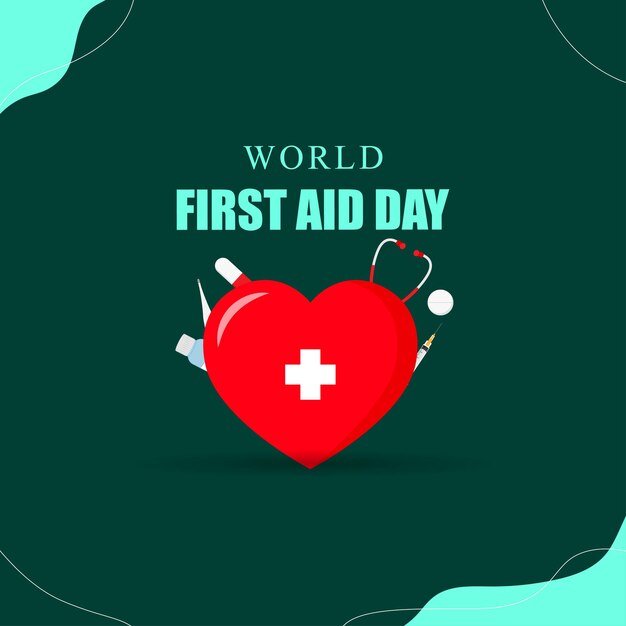 Ilustración vectorial de la pancarta del Día Mundial de los Primeros Auxilios