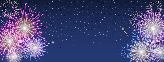 Ilustración vectorial de pancartas de pirotecnia y fuegos artificiales EPS 10