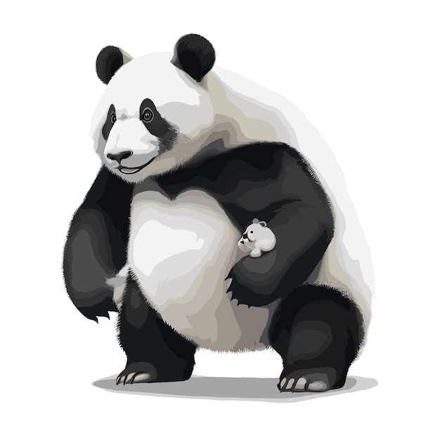 Vector ilustración vectorial de panda lúdica diseño de obras de arte editable y gratuito