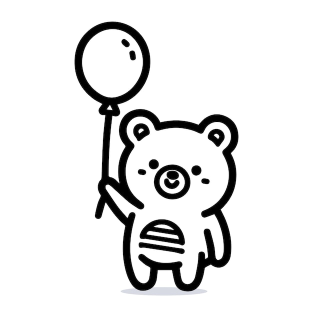 Ilustración vectorial de un panda sosteniendo un globo
