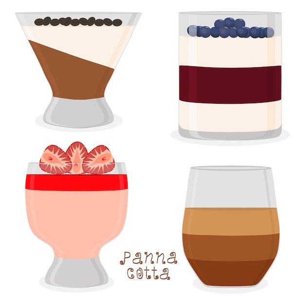 Vector ilustración vectorial para panna cotta dulce