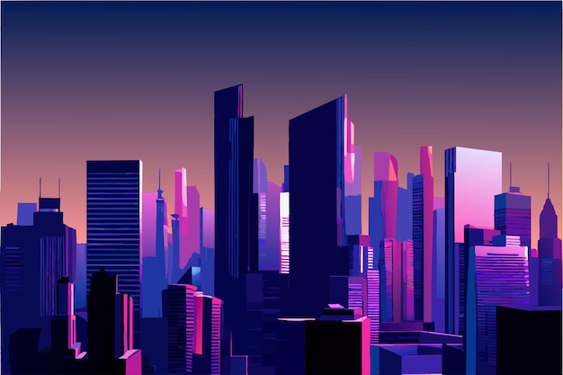 Ilustración vectorial panorámica del horizonte de la ciudad