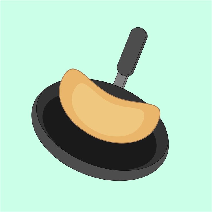 Ilustración vectorial de panqueque en una sartén