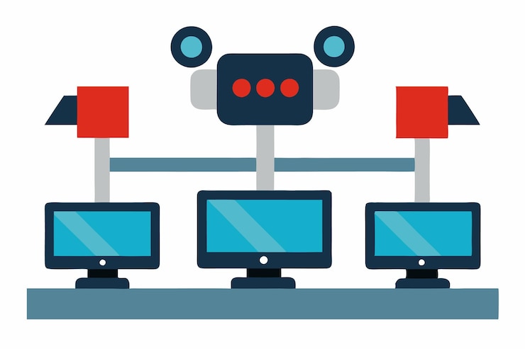 Vector ilustración vectorial de pantalla de cctv múltiple