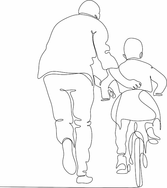 Ilustración vectorial de papá e hijo Día de los padresPapá e hijo actividades deportivas