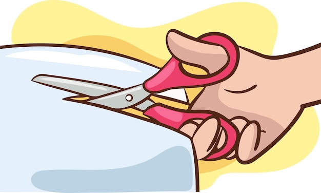 Ilustración vectorial de papel de corte a mano con tijeras