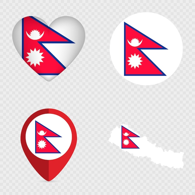 Ilustración vectorial del paquete de iconos de la bandera de Nepal