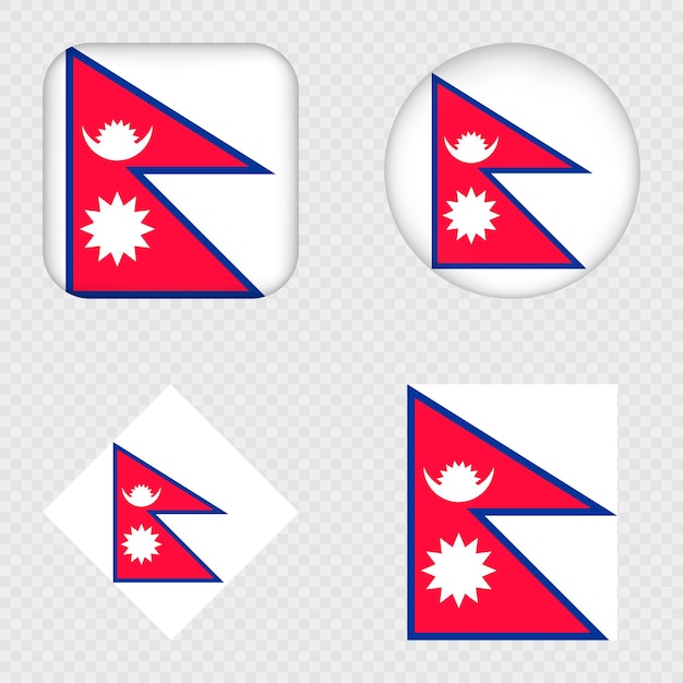 Ilustración vectorial del paquete de iconos de la bandera de Nepal