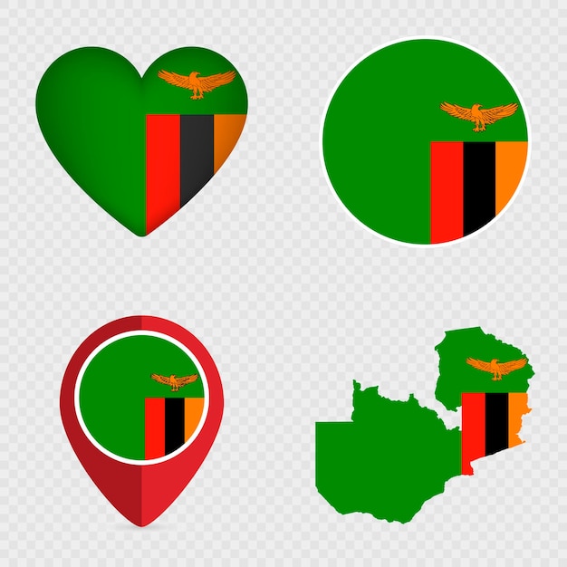 Ilustración vectorial del paquete de iconos de la bandera de Zambia
