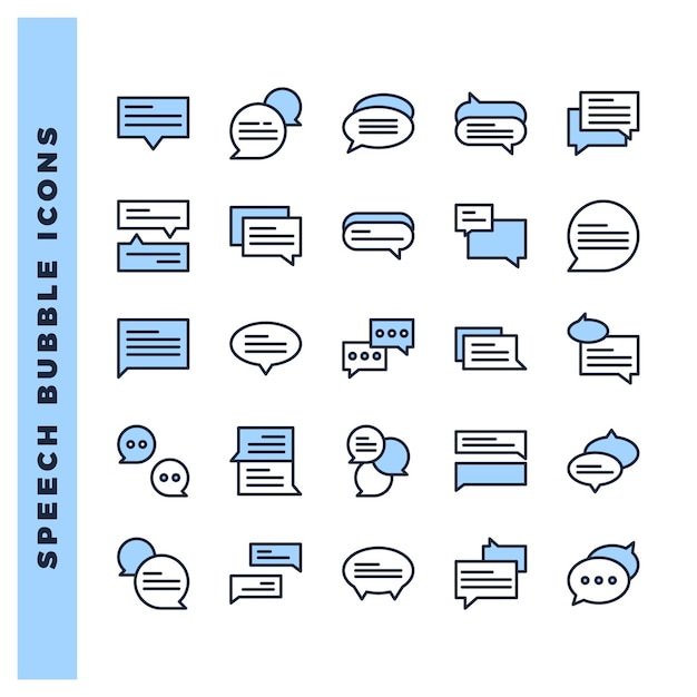 Ilustración vectorial del paquete de iconos de dos colores de la burbuja de habla