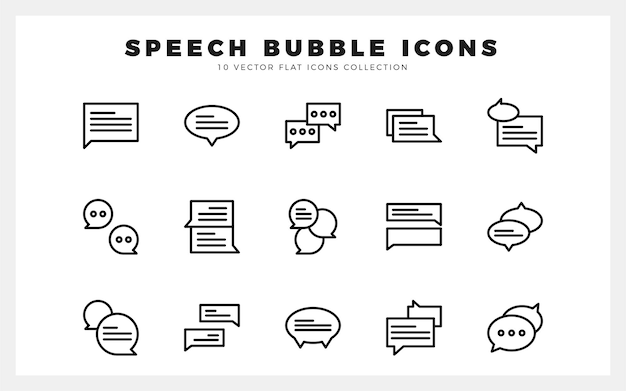Ilustración vectorial del paquete de iconos lineal de la burbuja de habla