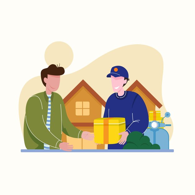 Ilustración vectorial del paquete recibido por el cliente