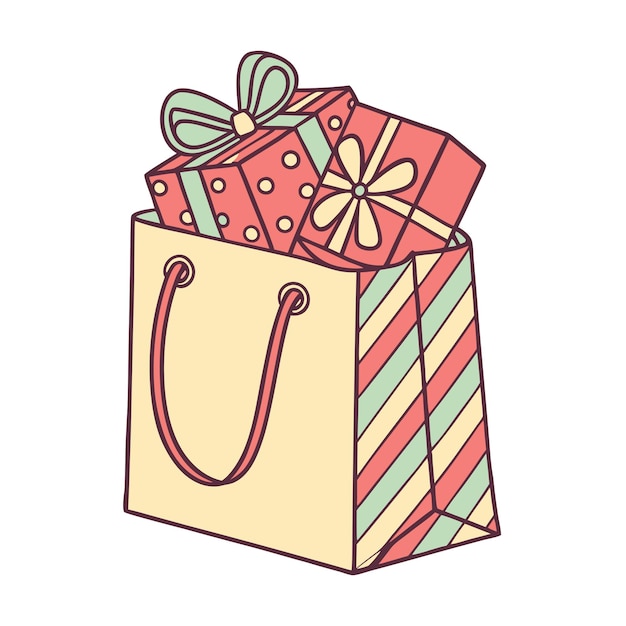 Ilustración vectorial del paquete de vacaciones con cajas de regalos