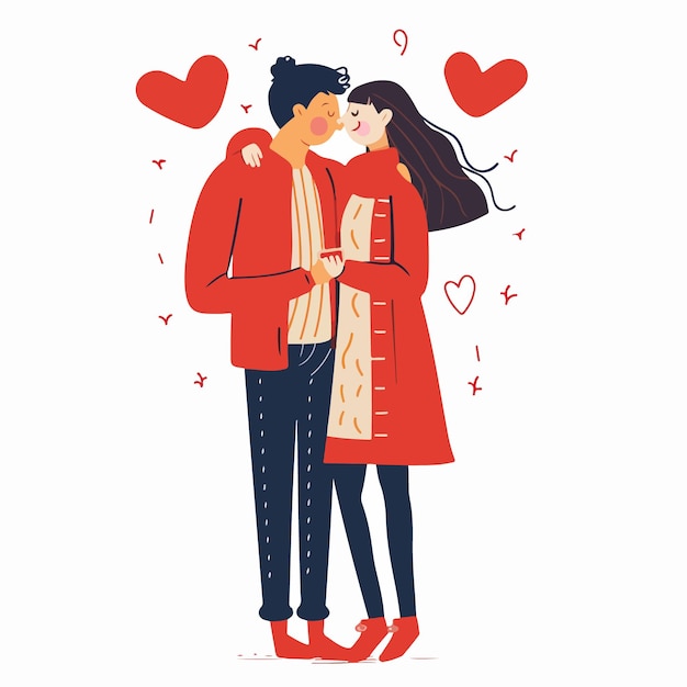 Ilustración vectorial con una pareja de amor feliz día de San Valentín