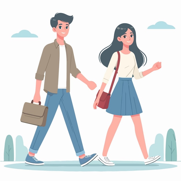 Ilustración vectorial de una pareja feliz en estilo de diseño plano