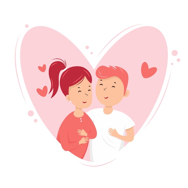 Ilustración vectorial pareja joven enamorada