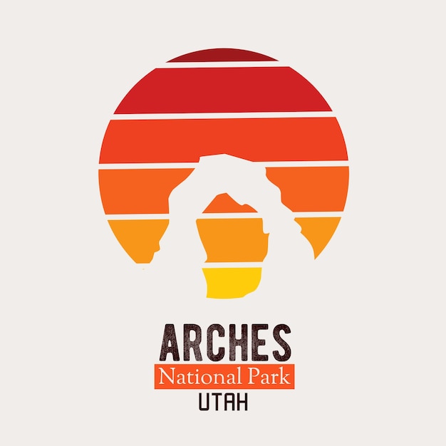 Ilustración vectorial del parque nacional de arches en utah perfecto para el diseño de camisetas impresas, etc.