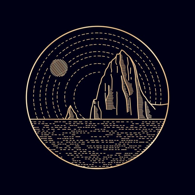 Ilustración vectorial del Parque Nacional Capitol Reef en estilo de línea mono para emblemas, parches, camisetas, etc.
