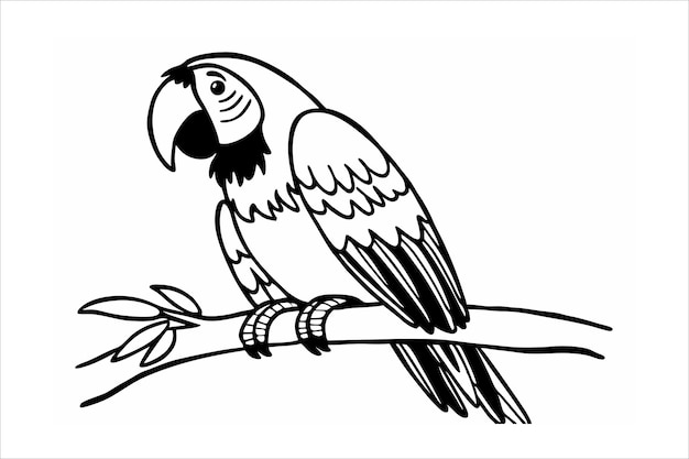 Ilustración vectorial de Parrot Line Art