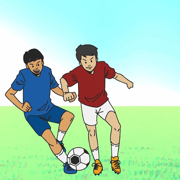 ilustración vectorial de un partido de fútbol en un campo de fútbol