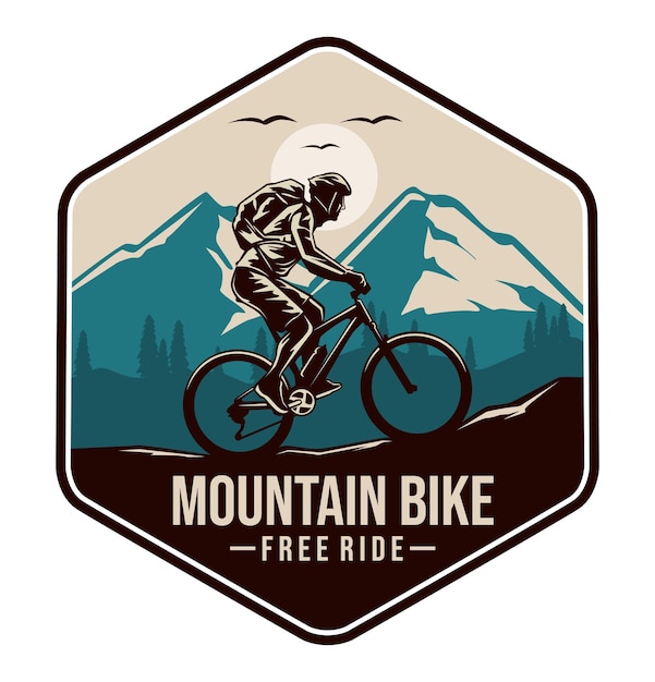 Ilustración vectorial de paseo libre en bicicleta de montaña