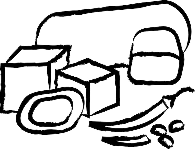 Ilustración vectorial de pastel de arroz dibujada a mano