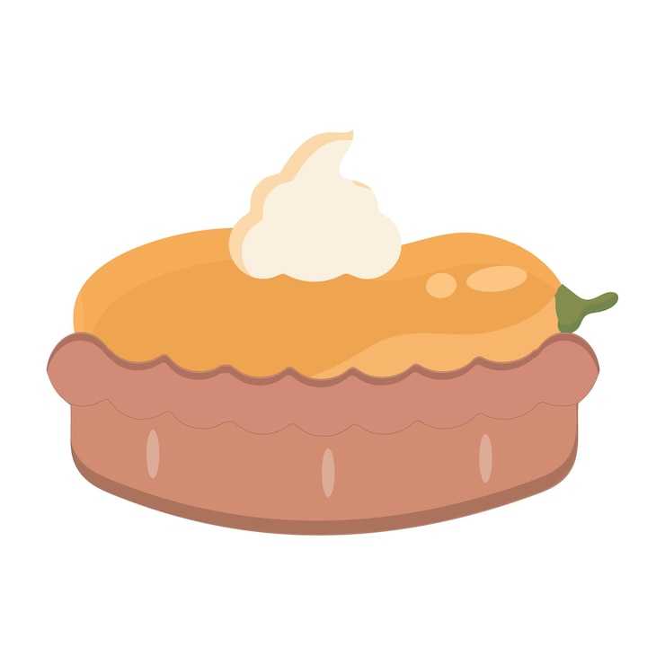 Vector ilustración vectorial de pastel de calabaza que incluye rebanadas de pastel cubierto de crema y pastel entero