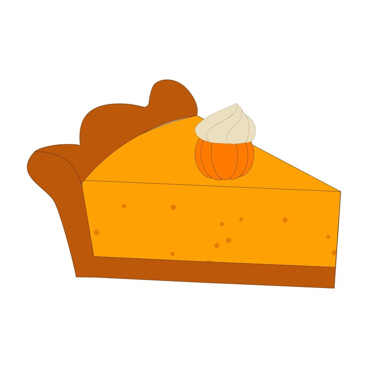 Vector ilustración vectorial de pastel de calabaza que incluye rebanadas de pastel cubierto de crema y pastel entero