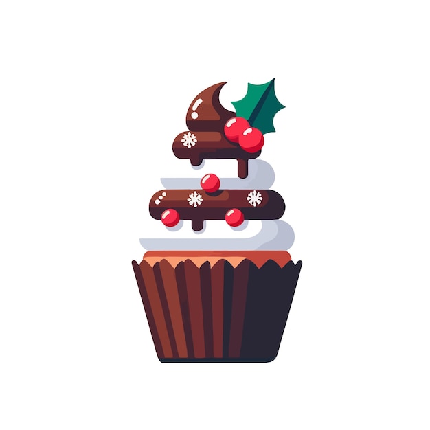 Ilustración vectorial de pastel de chocolate para el postre de Navidad