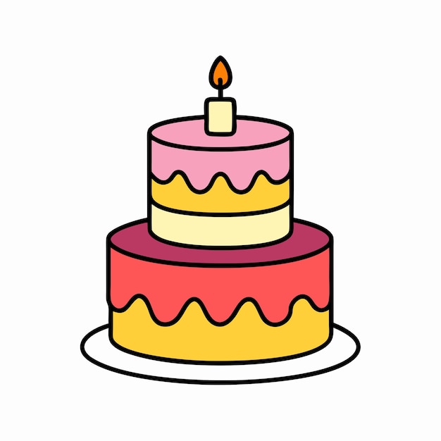 Ilustración vectorial del pastel de cumpleaños