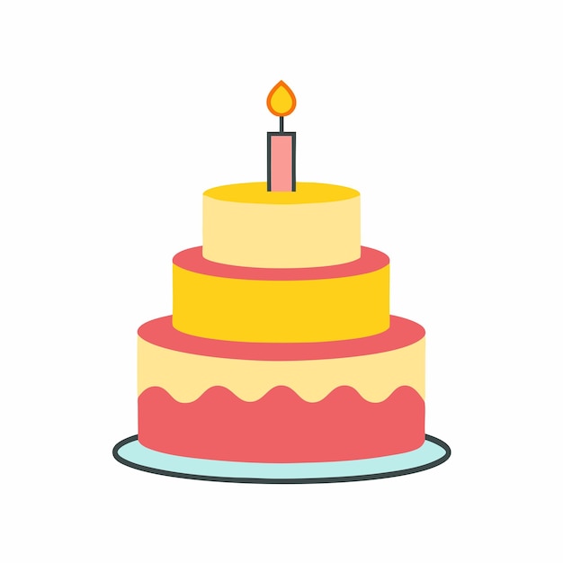Ilustración vectorial del pastel de cumpleaños