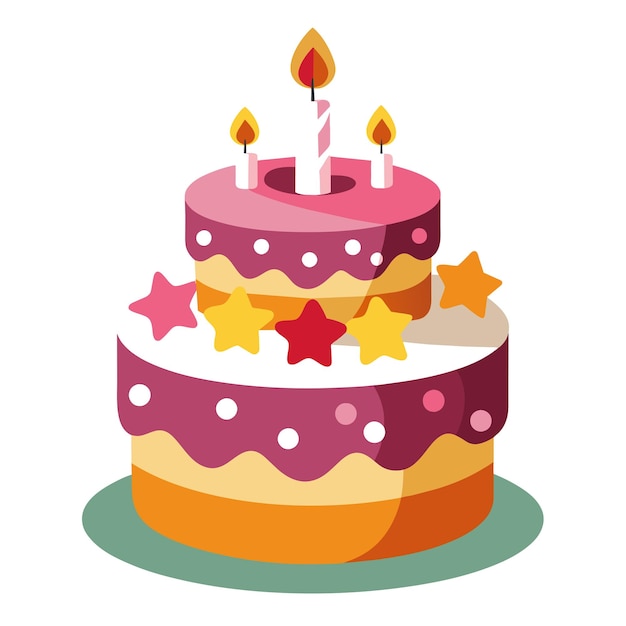 Ilustración vectorial del pastel de cumpleaños