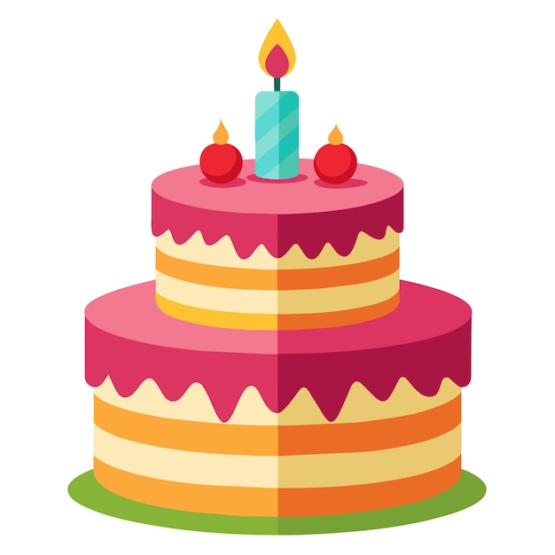 Ilustración vectorial del pastel de cumpleaños