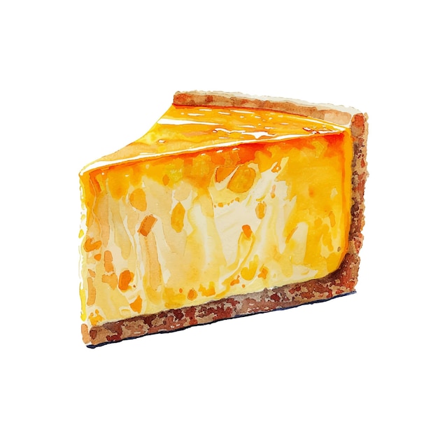 Ilustración vectorial de pastel de queso naranja en estilo acuarela