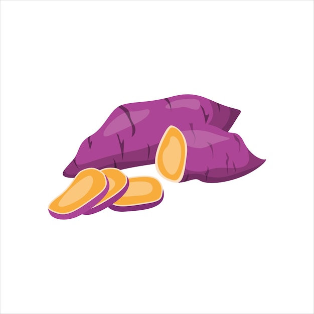 Ilustración vectorial de patatas dulces para el diseño de alimentos saludables