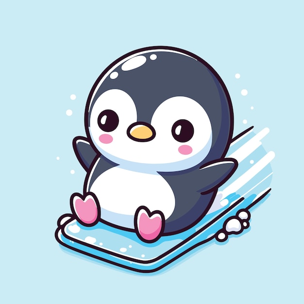 Vector ilustración vectorial de patinaje de pingüinos