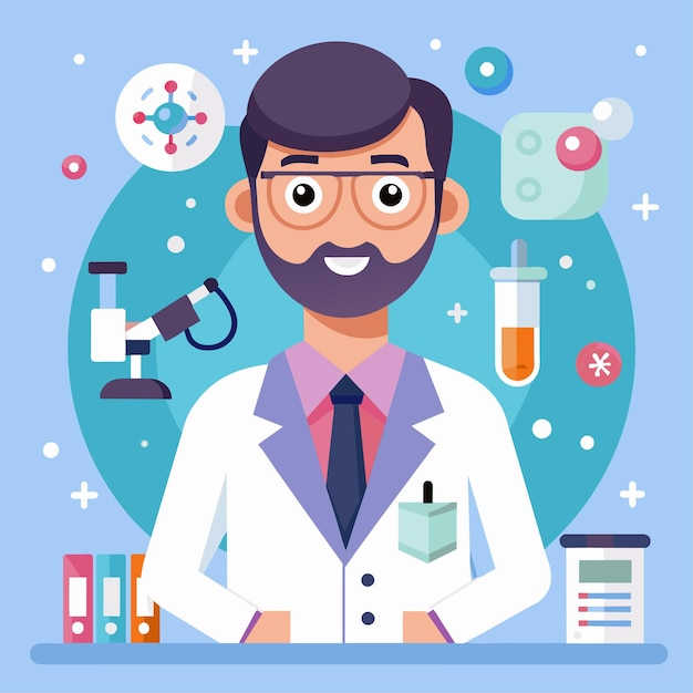 Ilustración vectorial de patólogo Estilo plano Personaje de especialista médico
