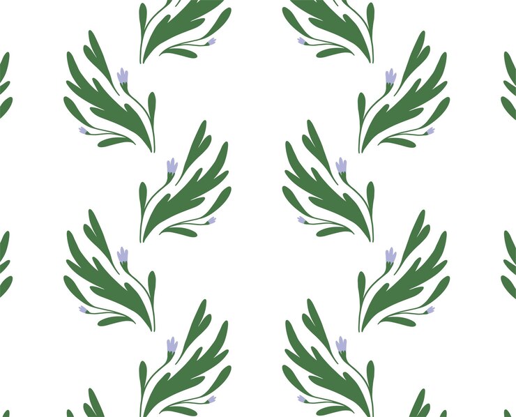 Vector ilustración vectorial de un patrón botánico sin costuras con ramas y flores verdes dibujadas a mano