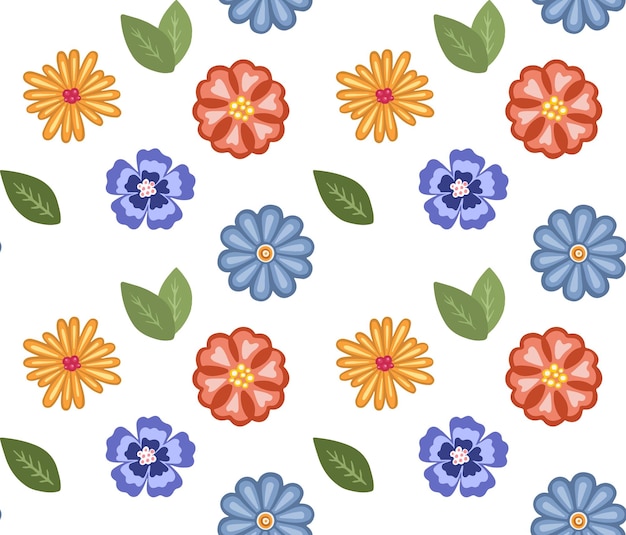 Ilustración vectorial del patrón de color sin costuras de las flores de las vacaciones de primavera