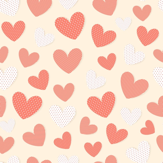 Ilustración vectorial del patrón de corazones impresos sin costuras