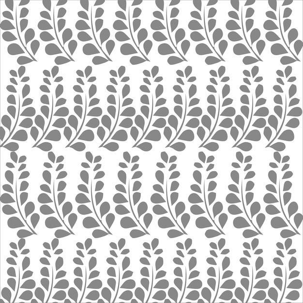 Ilustración vectorial patrón sin costuras decorativo ramas de hiedra rizadas grises y blancas con hojas