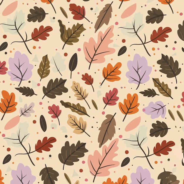Ilustración vectorial del patrón sin costuras del follaje de otoño