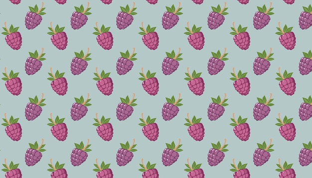 Ilustración vectorial de patrón sin costuras de frambuesa Fondo aislado