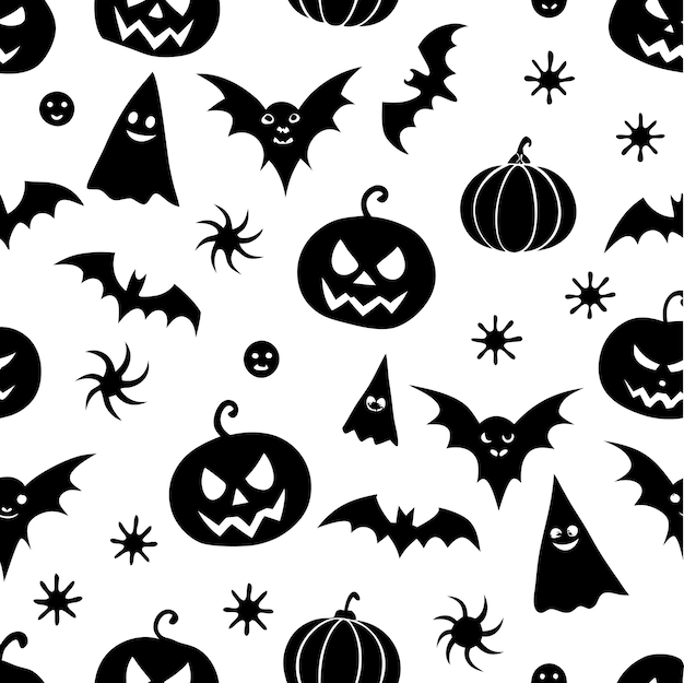 Ilustración vectorial del patrón sin costuras de Halloween