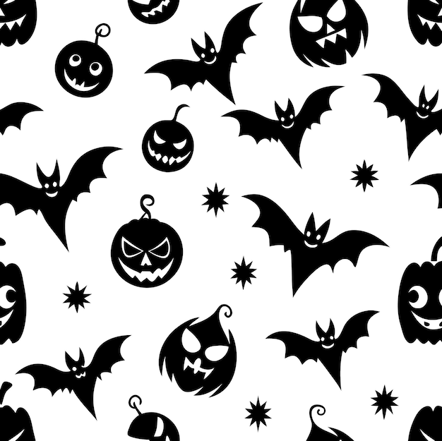 Ilustración vectorial del patrón sin costuras de Halloween