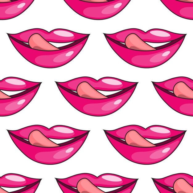 Ilustración vectorial del patrón sin costuras de los labios rosados