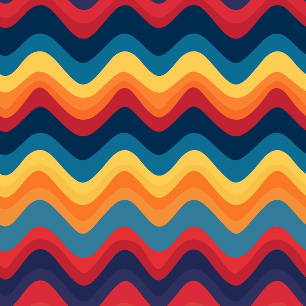 Ilustración vectorial de un patrón sin costuras de ondas coloridas